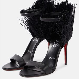 Christian Louboutin Black Feathered Stiletto Heels
